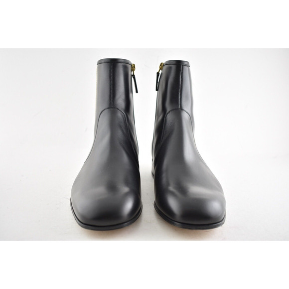 Gucci Mens Bonny Black Leather White Red Web Logo Chelsea Zipper Boots G 8 9 main image 9